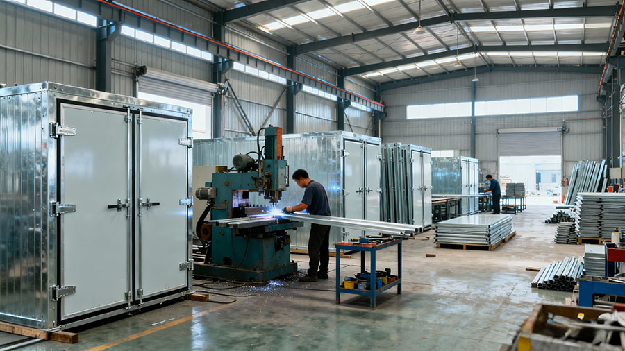 专业生产各类冷库门的企业车间