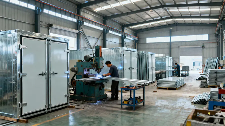 专业生产各类冷库门的企业车间